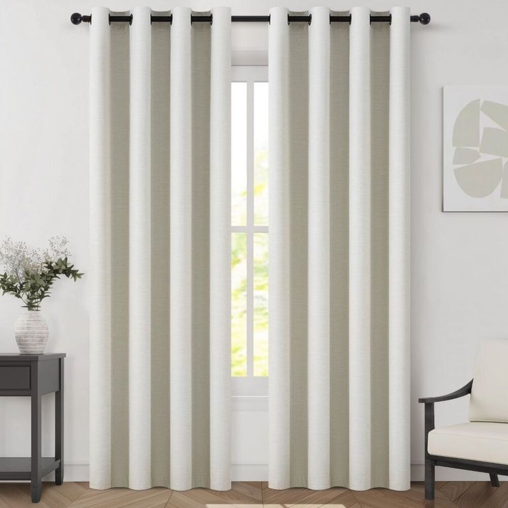 Birch Boho Farmhouse 100% Blackout Grommet Curtain Panels 96" Long